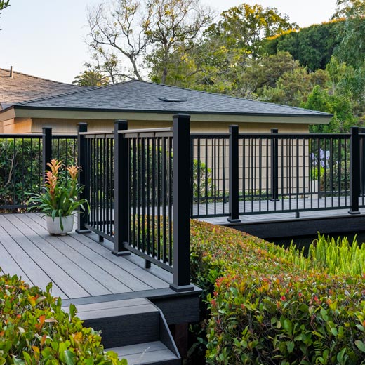 Aluminum railing on custom deck by Ace of Decks Chicago suburbs
