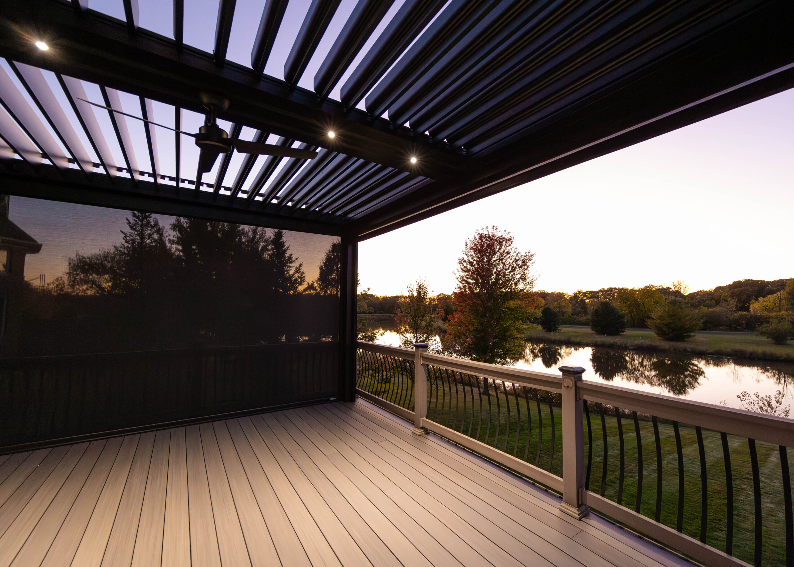 Motorized louvered pergola