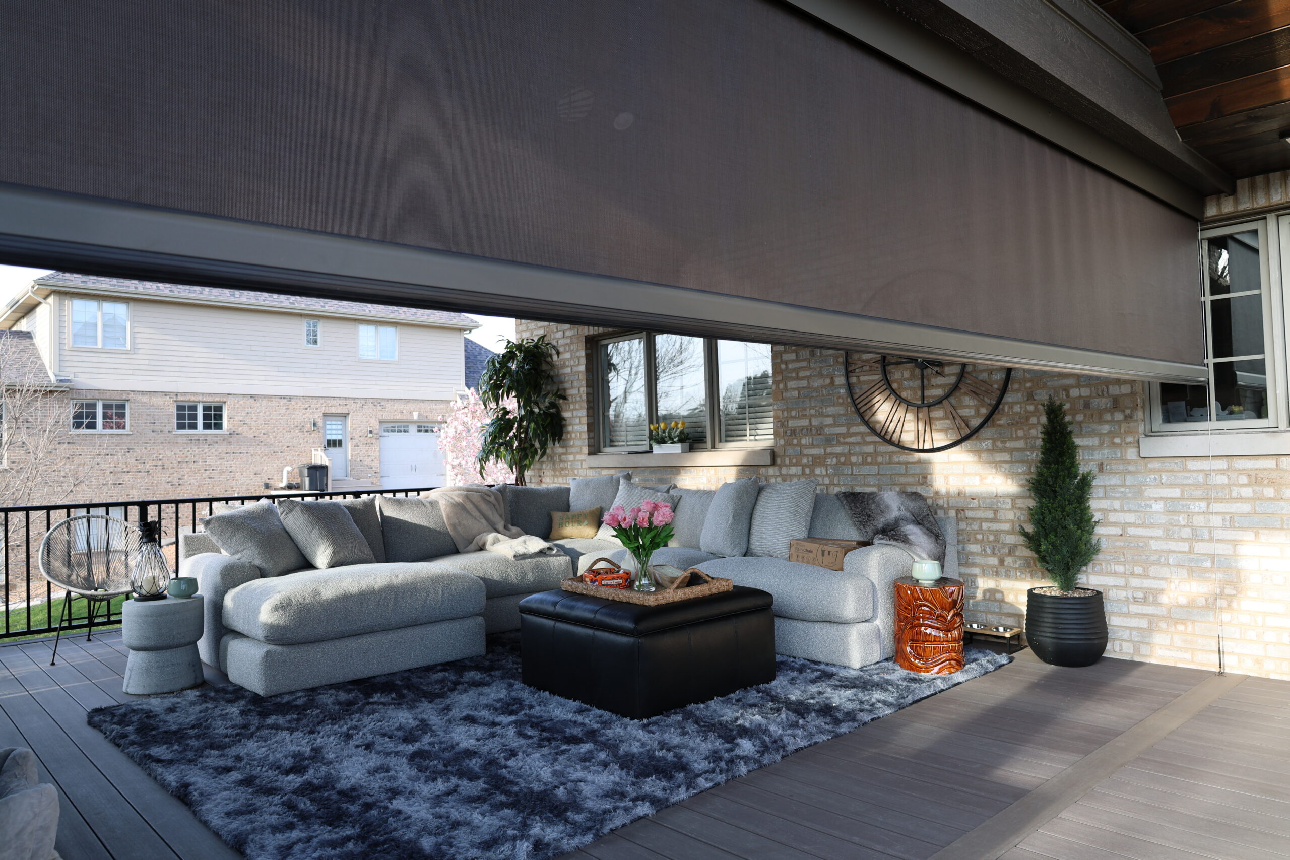 Covered patio screen integration