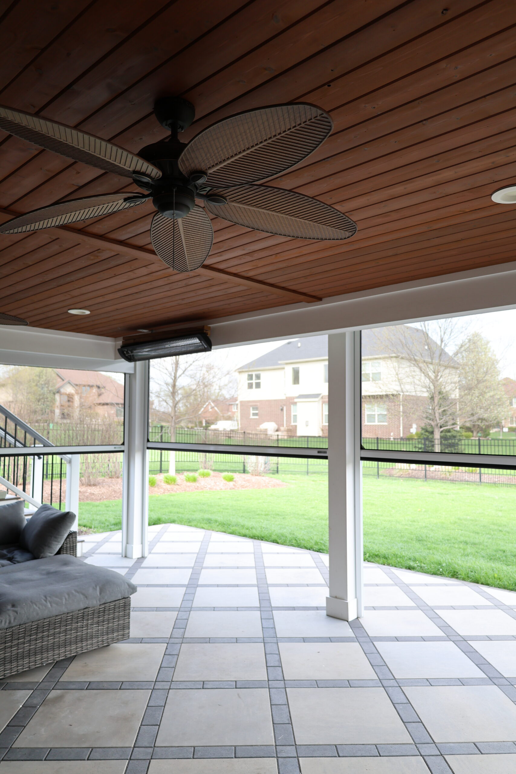 Finished outdoor room with screen system